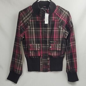 Plaid Jacket with Pink and Black Accents